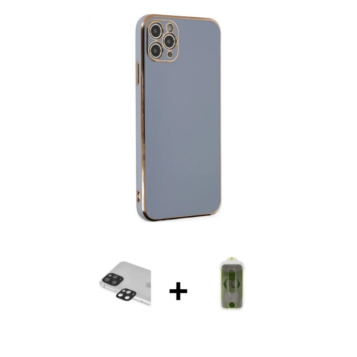 MARSİLYAN™- iPhone 11 Pro Max Kılıf Yankı Serisi - Siyah Joko Magic 5D Hayalet Cam + Pers Alüminyum Kamera Lens - SH