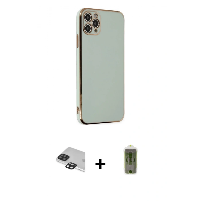 MARSİLYAN™- iPhone 11 Pro Max Kılıf Yankı Serisi - Siyah Joko Magic 5D Hayalet Cam + Pers Alüminyum Kamera Lens - SH
