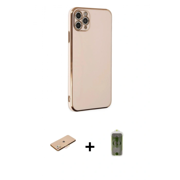 MARSİLYAN™- iPhone 11 Pro Max Kılıf Yankı Serisi - Siyah Joko Magic 5D Hayalet Cam + Renkli Kamera Lens Koruma Cam - TU