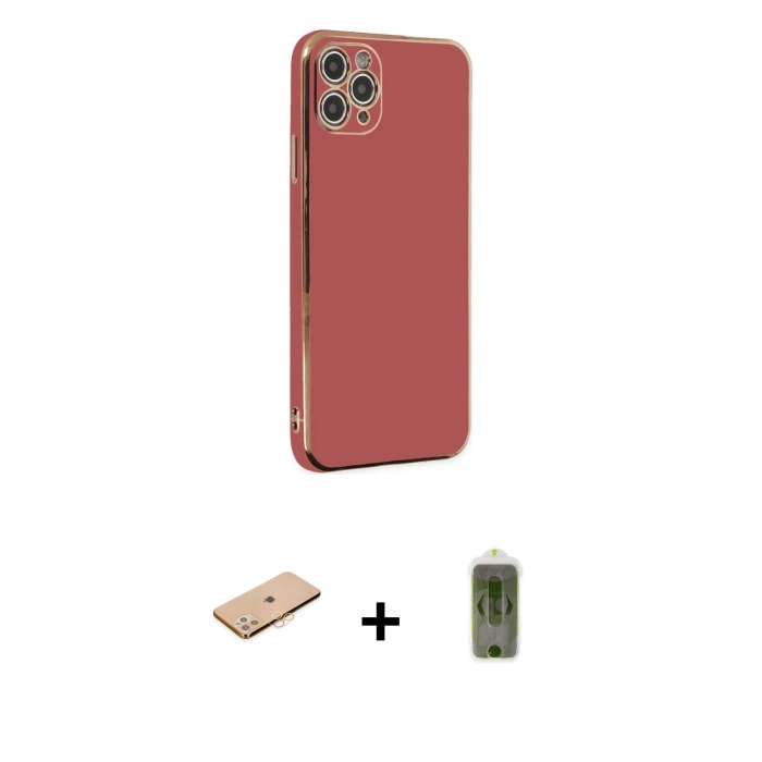MARSİLYAN™- iPhone 11 Pro Max Kılıf Yankı Serisi - Siyah Joko Magic 5D Hayalet Cam + Renkli Kamera Lens Koruma Cam - TU