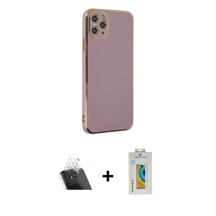 MARSİLYAN™- iPhone 11 Pro Max Kılıf Yankı Serisi - Siyah Polymer Nano Ekran Koruyucu + Kamera Lens Koruma Cam - SF