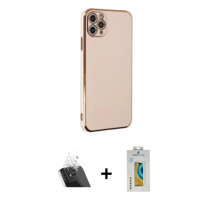 MARSİLYAN™- iPhone 11 Pro Max Kılıf Yankı Serisi - Siyah Polymer Nano Ekran Koruyucu + Kamera Lens Koruma Cam - SF