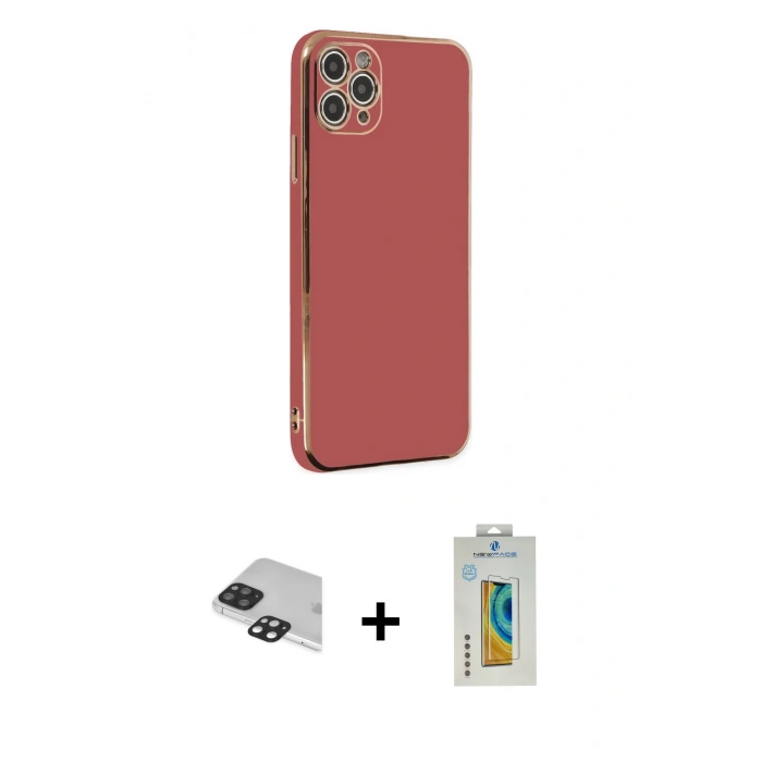 MARSİLYAN™- iPhone 11 Pro Max Kılıf Yankı Serisi - Siyah Polymer Nano Ekran Koruyucu + Pers Alüminyum Kamera Lens - SH