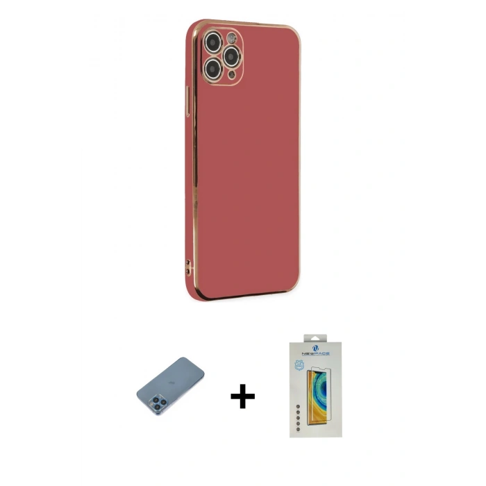 MARSİLYAN™- iPhone 11 Pro Max Kılıf Yankı Serisi - Siyah Polymer Nano Ekran Koruyucu + Shine Kamera Lens Koruma Cam - MI