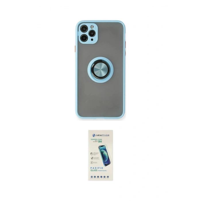 MARSİLYAN™- iPhone 11 Pro Max Kılıf Yörünge Çizgi - Şeffaf Pasifik Cam Ekran Koruyucu