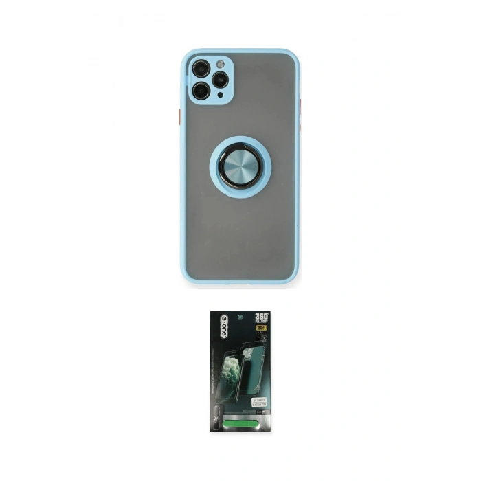 MARSİLYAN™- iPhone 11 Pro Max Kılıf Yörünge Çizgi - Siyah 360 Mat Full Body Arka Koruyucu