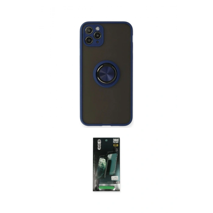 MARSİLYAN™- iPhone 11 Pro Max Kılıf Yörünge Çizgi - Siyah 360 Mat Full Body Arka Koruyucu