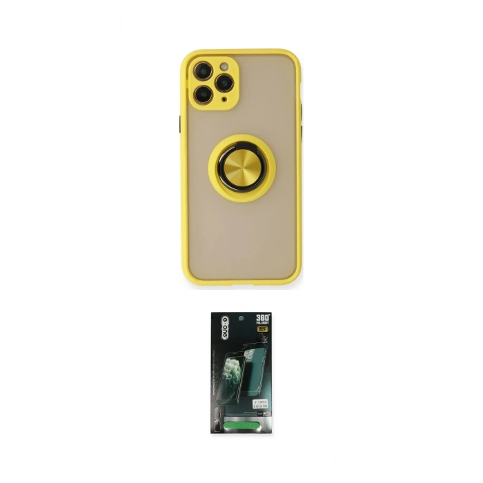 MARSİLYAN™- iPhone 11 Pro Max Kılıf Yörünge Çizgi - Siyah 360 Mat Full Body Arka Koruyucu
