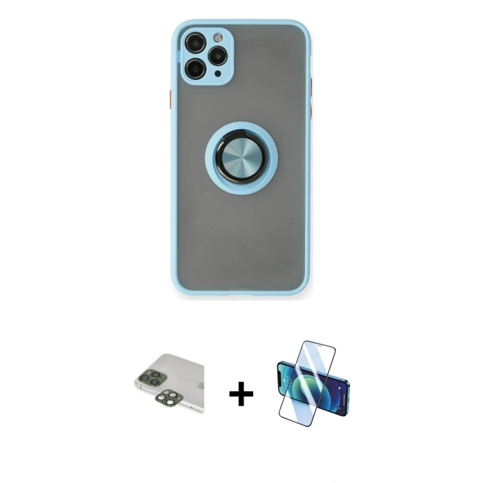 MARSİLYAN™- iPhone 11 Pro Max Kılıf Yörünge Çizgi - Siyah 3D Antistatik Seramik Nano Ekran Koruyucu + Pers Alüminyum Kamera Lens - YL