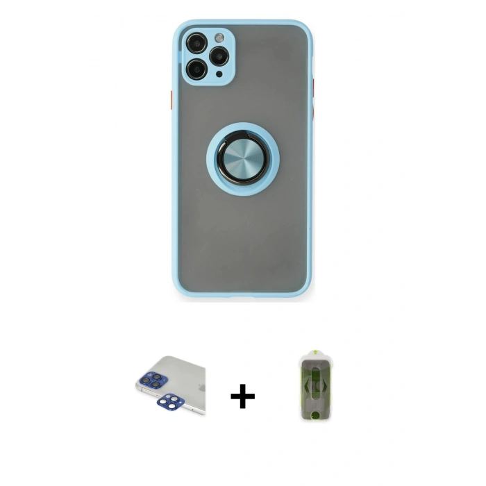 MARSİLYAN™- iPhone 11 Pro Max Kılıf Yörünge Çizgi - Siyah Joko Magic 5D Hayalet Cam + Pers Alüminyum Kamera Lens - LT