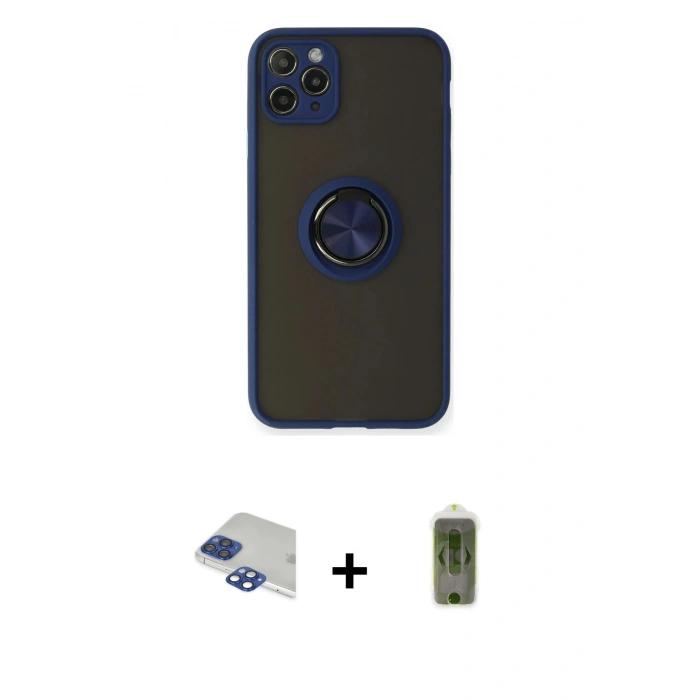 MARSİLYAN™- iPhone 11 Pro Max Kılıf Yörünge Çizgi - Siyah Joko Magic 5D Hayalet Cam + Pers Alüminyum Kamera Lens - LT