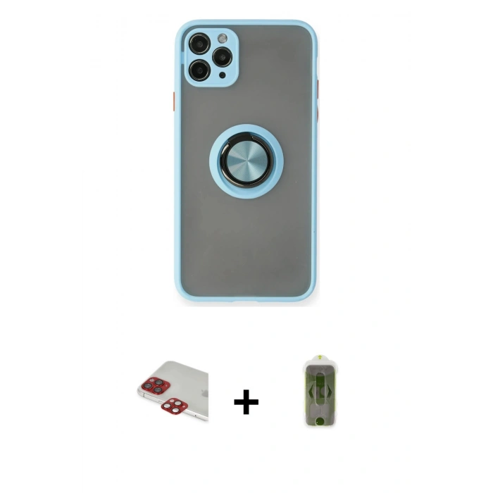 MARSİLYAN™- iPhone 11 Pro Max Kılıf Yörünge Çizgi - Siyah Joko Magic 5D Hayalet Cam + Pers Alüminyum Kamera Lens - KI