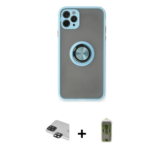 MARSİLYAN™- iPhone 11 Pro Max Kılıf Yörünge Çizgi - Siyah Joko Magic 5D Hayalet Cam + Pers Alüminyum Kamera Lens - SH