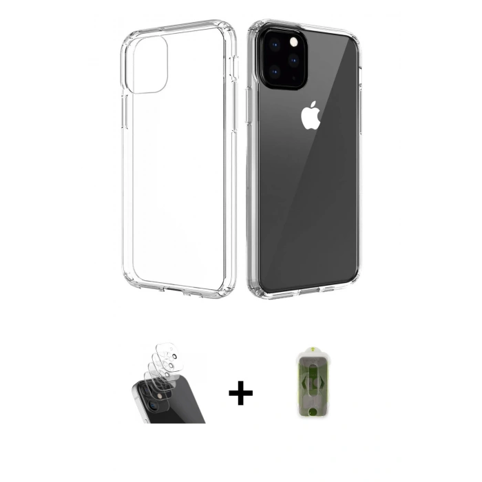 MARSİLYAN™- iPhone 11 Pro Max Kılıf Zirve Doku - Siyah Joko Magic 5D Hayalet Cam + Kamera Lens Koruma Cam - SF
