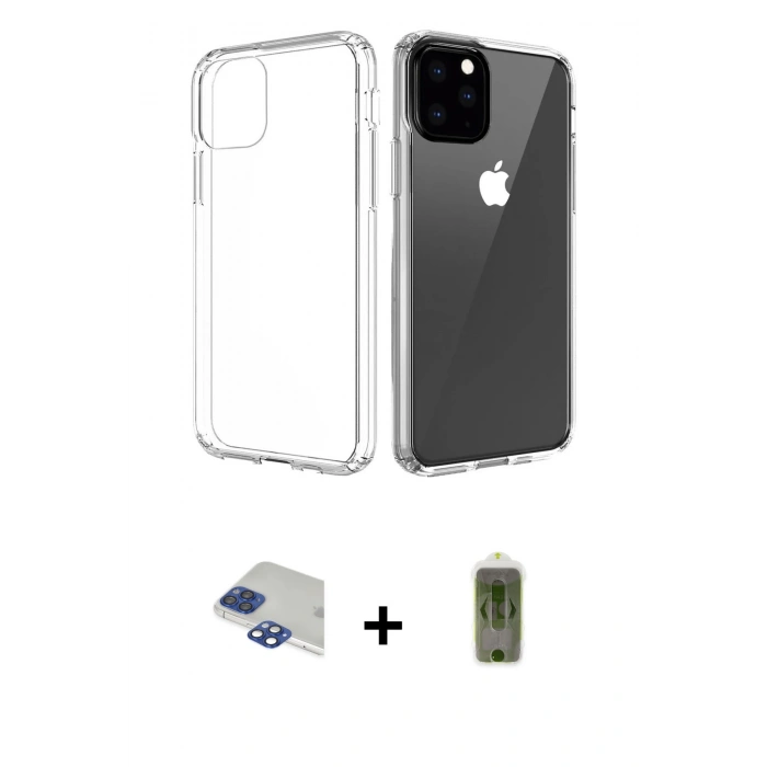 MARSİLYAN™- iPhone 11 Pro Max Kılıf Zirve Doku - Siyah Joko Magic 5D Hayalet Cam + Pers Alüminyum Kamera Lens - LT