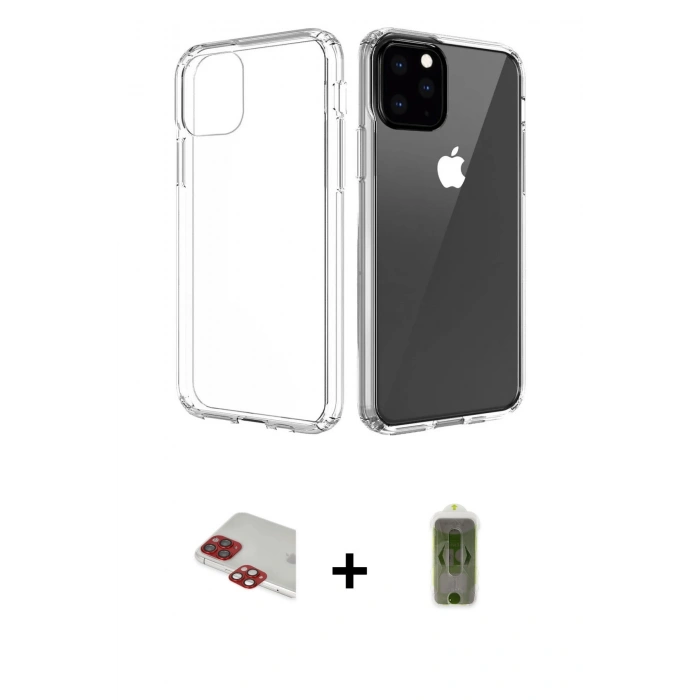 MARSİLYAN™- iPhone 11 Pro Max Kılıf Zirve Doku - Siyah Joko Magic 5D Hayalet Cam + Pers Alüminyum Kamera Lens - KI
