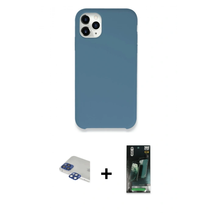MARSİLYAN™- iPhone 11 Pro Max Kılıf Zirve Modern Özel Seri - Şeffaf 360 Full Body Arka Koruyucu + Pers Alüminyum Kamera Lens - LT