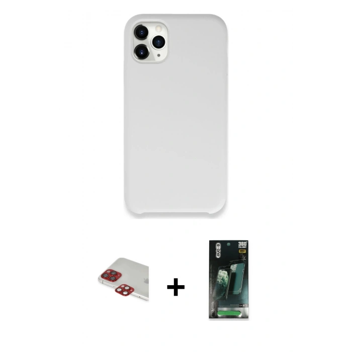 MARSİLYAN™- iPhone 11 Pro Max Kılıf Zirve Modern Özel Seri - Şeffaf 360 Full Body Arka Koruyucu + Pers Alüminyum Kamera Lens - KI