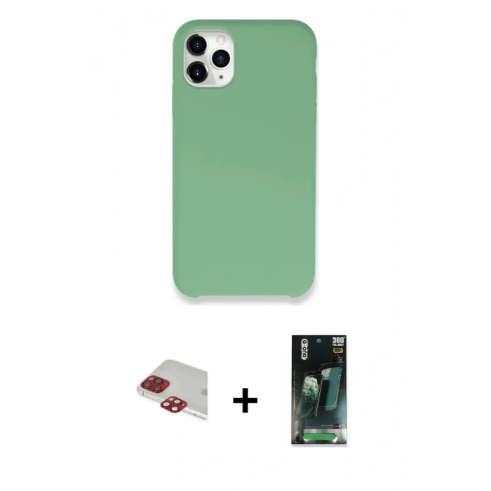 MARSİLYAN™- iPhone 11 Pro Max Kılıf Zirve Modern Özel Seri - Şeffaf 360 Full Body Arka Koruyucu + Pers Alüminyum Kamera Lens - KI