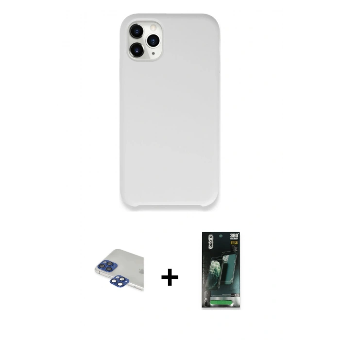 MARSİLYAN™- iPhone 11 Pro Max Kılıf Zirve Modern Özel Seri - Şeffaf 360 Full Body Arka Koruyucu + Pers Alüminyum Kamera Lens - LT