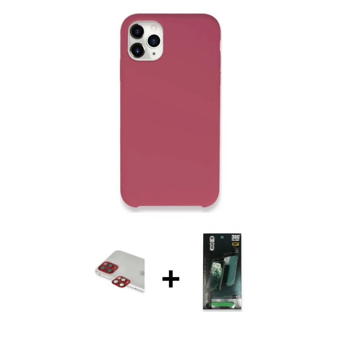 MARSİLYAN™- iPhone 11 Pro Max Kılıf Zirve Modern Özel Seri - Şeffaf 360 Full Body Arka Koruyucu + Pers Alüminyum Kamera Lens - KI