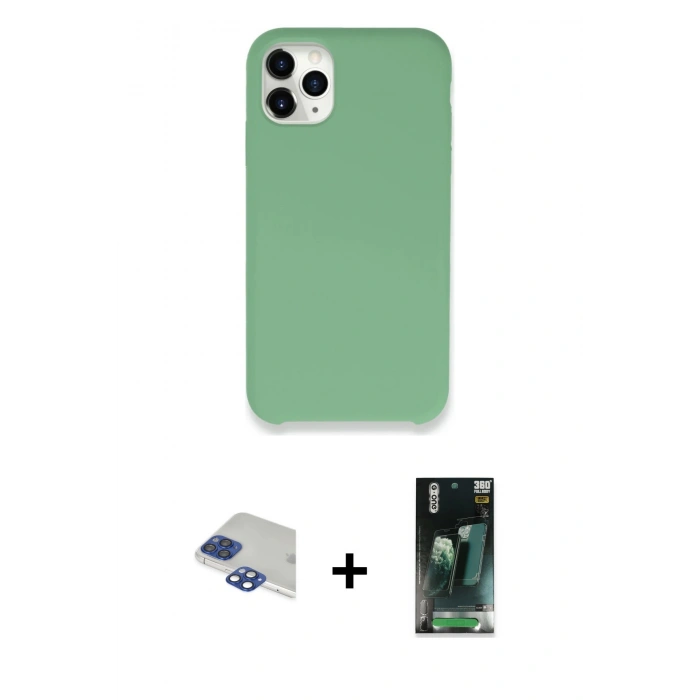 MARSİLYAN™- iPhone 11 Pro Max Kılıf Zirve Modern Özel Seri - Şeffaf 360 Full Body Arka Koruyucu + Pers Alüminyum Kamera Lens - LT