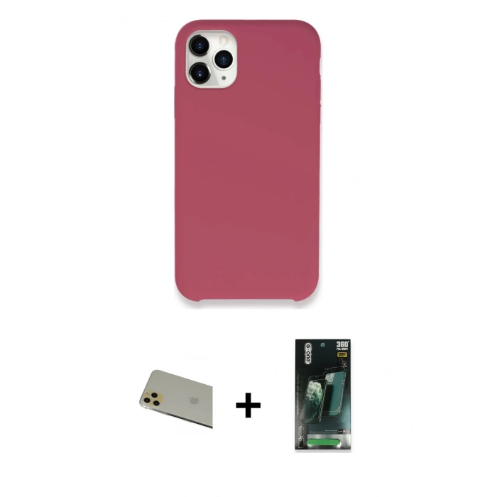 MARSİLYAN™- iPhone 11 Pro Max Kılıf Zirve Modern Özel Seri - Şeffaf 360 Full Body Arka Koruyucu + Rainbow Kamera Lens Koruma Cam - GD