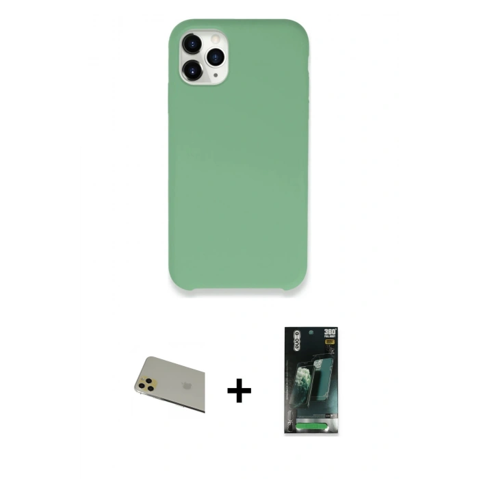 MARSİLYAN™- iPhone 11 Pro Max Kılıf Zirve Modern Özel Seri - Şeffaf 360 Full Body Arka Koruyucu + Rainbow Kamera Lens Koruma Cam - GD