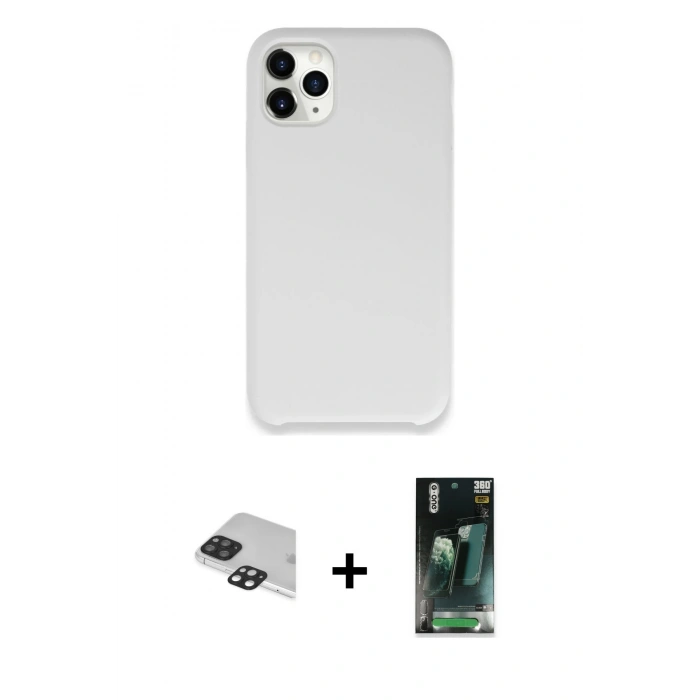 MARSİLYAN™- iPhone 11 Pro Max Kılıf Zirve Modern Özel Seri - Şeffaf 360 Full Body Arka Koruyucu + Pers Alüminyum Kamera Lens - SH