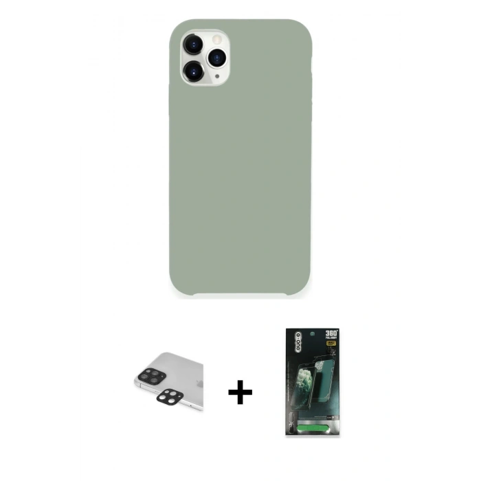 MARSİLYAN™- iPhone 11 Pro Max Kılıf Zirve Modern Özel Seri - Şeffaf 360 Full Body Arka Koruyucu + Pers Alüminyum Kamera Lens - SH