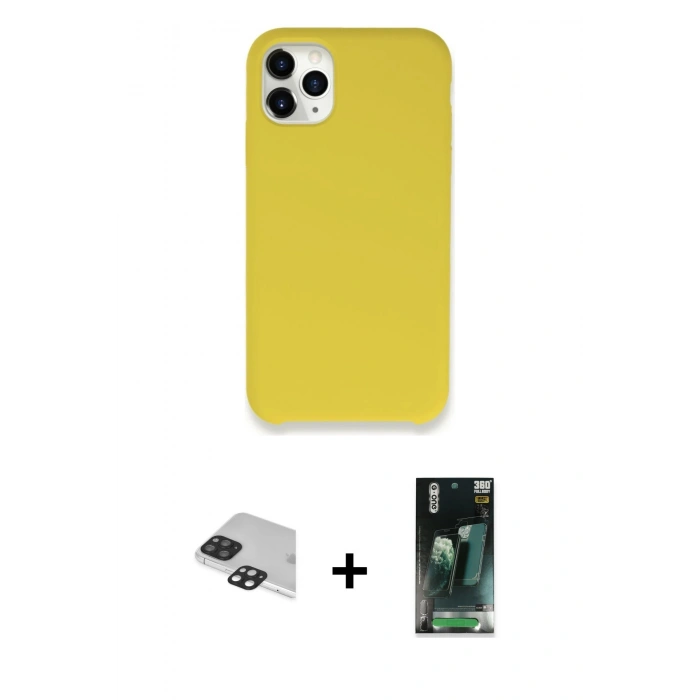 MARSİLYAN™- iPhone 11 Pro Max Kılıf Zirve Modern Özel Seri - Şeffaf 360 Full Body Arka Koruyucu + Pers Alüminyum Kamera Lens - SH