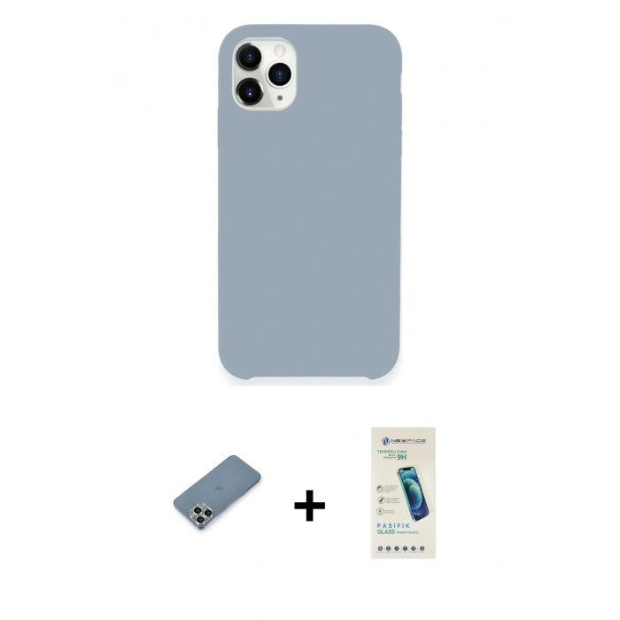 MARSİLYAN™- iPhone 11 Pro Max Kılıf Zirve Modern Özel Seri - Şeffaf Pasifik Cam Ekran Koruyucu + Metal Kamera Lens Koruma Cam - GS