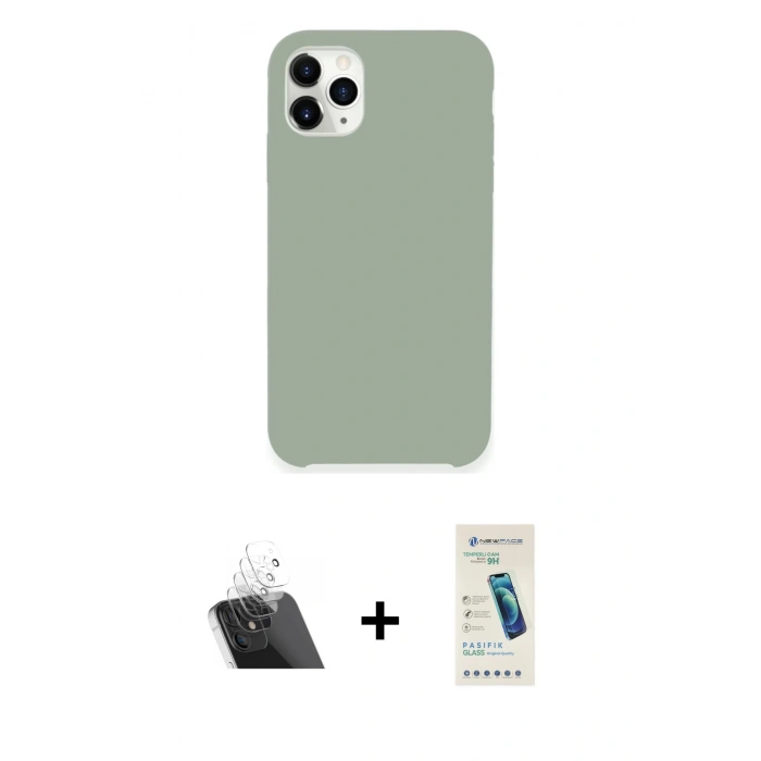 MARSİLYAN™- iPhone 11 Pro Max Kılıf Zirve Modern Özel Seri - Şeffaf Pasifik Cam Ekran Koruyucu + Kamera Lens Koruma Cam - SF