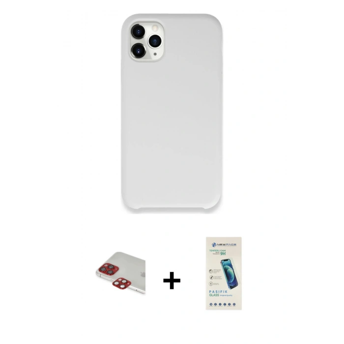 MARSİLYAN™- iPhone 11 Pro Max Kılıf Zirve Modern Özel Seri - Şeffaf Pasifik Cam Ekran Koruyucu + Pers Alüminyum Kamera Lens - KI