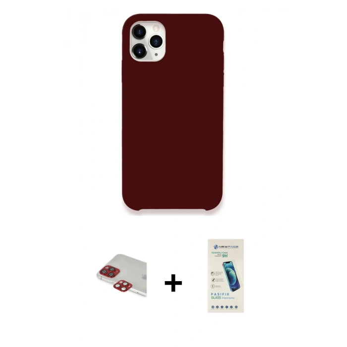 MARSİLYAN™- iPhone 11 Pro Max Kılıf Zirve Modern Özel Seri - Şeffaf Pasifik Cam Ekran Koruyucu + Pers Alüminyum Kamera Lens - KI