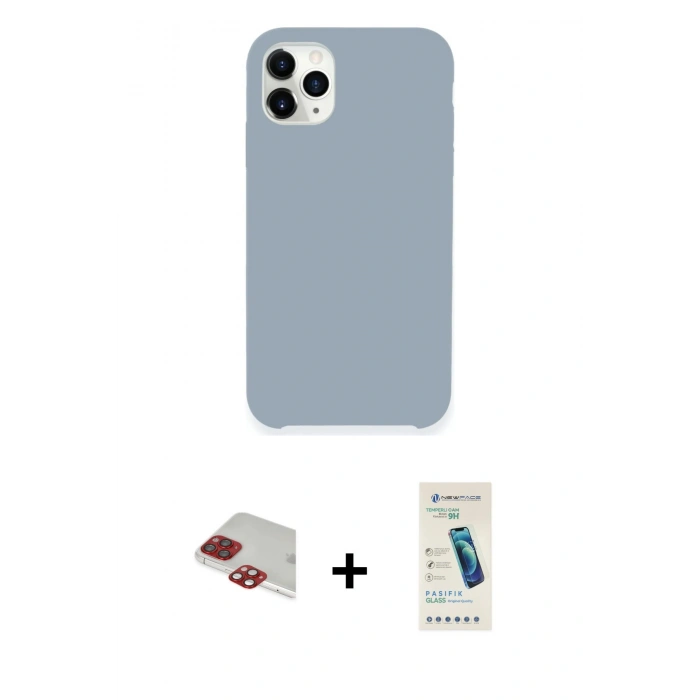 MARSİLYAN™- iPhone 11 Pro Max Kılıf Zirve Modern Özel Seri - Şeffaf Pasifik Cam Ekran Koruyucu + Pers Alüminyum Kamera Lens - KI