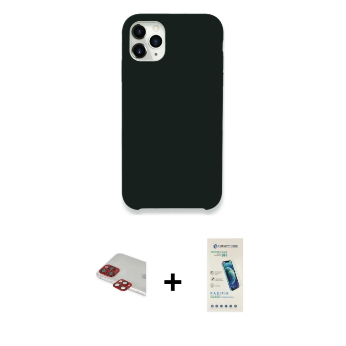 MARSİLYAN™- iPhone 11 Pro Max Kılıf Zirve Modern Özel Seri - Şeffaf Pasifik Cam Ekran Koruyucu + Pers Alüminyum Kamera Lens - KI