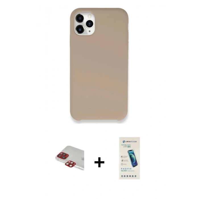 MARSİLYAN™- iPhone 11 Pro Max Kılıf Zirve Modern Özel Seri - Şeffaf Pasifik Cam Ekran Koruyucu + Pers Alüminyum Kamera Lens - KI
