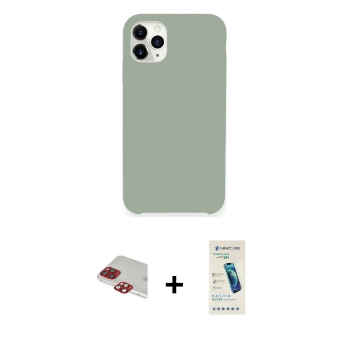 MARSİLYAN™- iPhone 11 Pro Max Kılıf Zirve Modern Özel Seri - Şeffaf Pasifik Cam Ekran Koruyucu + Pers Alüminyum Kamera Lens - KI