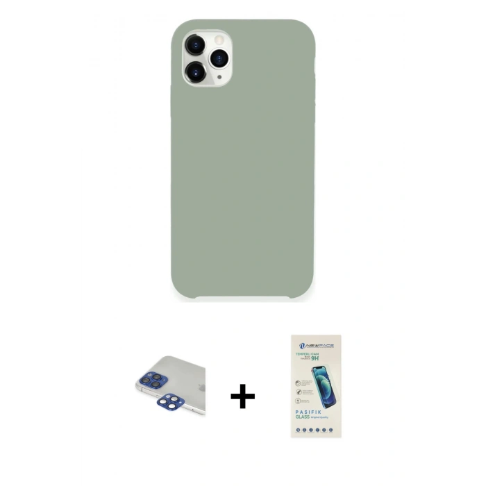MARSİLYAN™- iPhone 11 Pro Max Kılıf Zirve Modern Özel Seri - Şeffaf Pasifik Cam Ekran Koruyucu + Pers Alüminyum Kamera Lens - LT