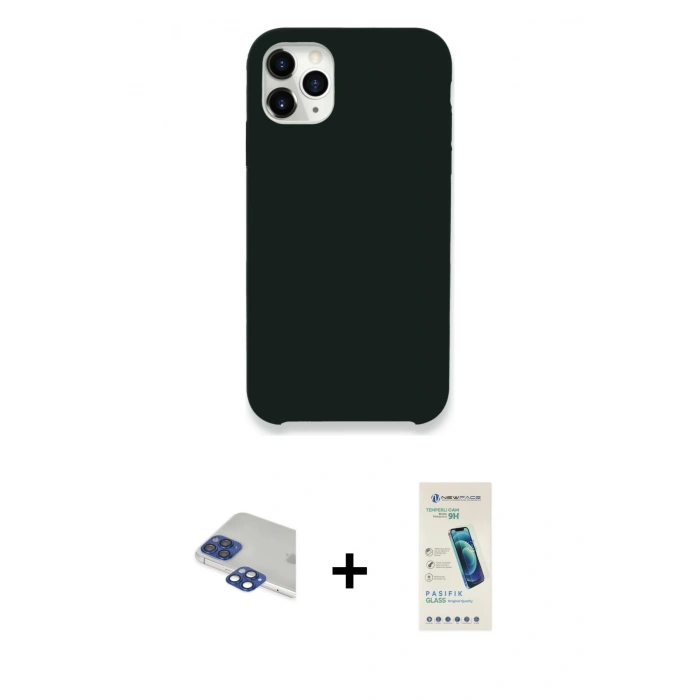 MARSİLYAN™- iPhone 11 Pro Max Kılıf Zirve Modern Özel Seri - Şeffaf Pasifik Cam Ekran Koruyucu + Pers Alüminyum Kamera Lens - LT