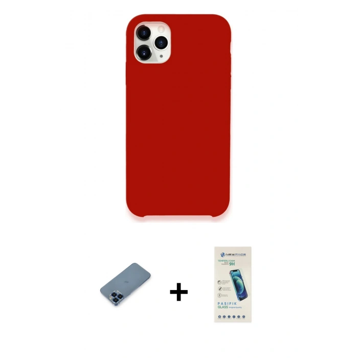 MARSİLYAN™- iPhone 11 Pro Max Kılıf Zirve Modern Özel Seri - Şeffaf Pasifik Cam Ekran Koruyucu + Metal Kamera Lens Koruma Cam - MI