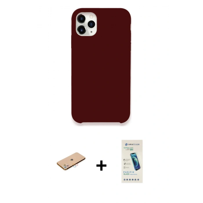 MARSİLYAN™- iPhone 11 Pro Max Kılıf Zirve Modern Özel Seri - Şeffaf Pasifik Cam Ekran Koruyucu + Renkli Kamera Lens Koruma Cam - PE