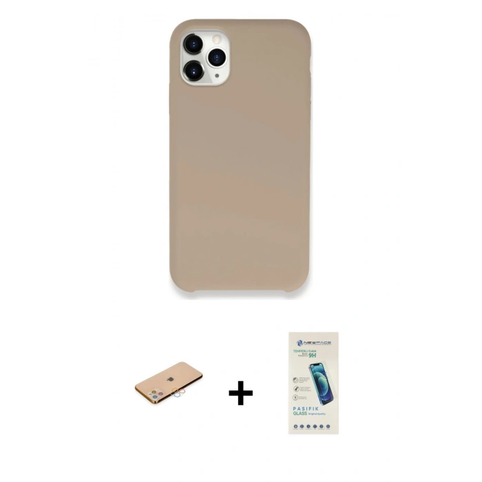 MARSİLYAN™- iPhone 11 Pro Max Kılıf Zirve Modern Özel Seri - Şeffaf Pasifik Cam Ekran Koruyucu + Renkli Kamera Lens Koruma Cam - PE