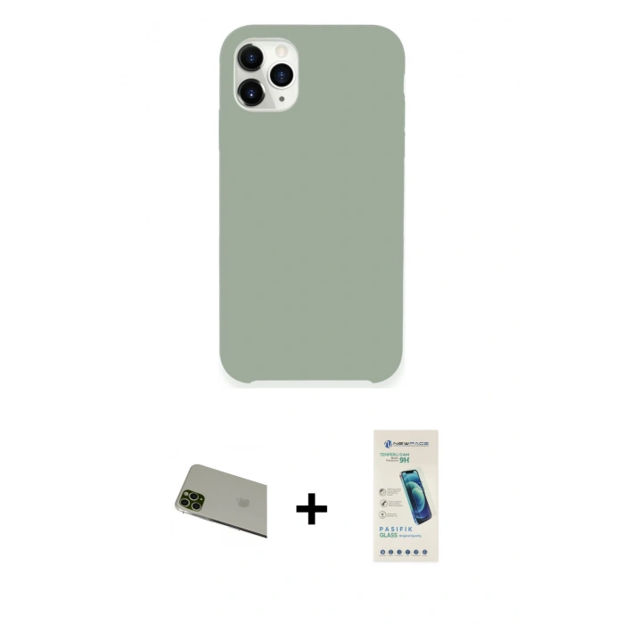 MARSİLYAN™- iPhone 11 Pro Max Kılıf Zirve Modern Özel Seri - Şeffaf Pasifik Cam Ekran Koruyucu + Rainbow Kamera Lens Koruma Cam - YL