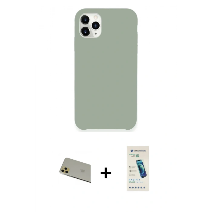 MARSİLYAN™- iPhone 11 Pro Max Kılıf Zirve Modern Özel Seri - Şeffaf Pasifik Cam Ekran Koruyucu + Rainbow Kamera Lens Koruma Cam - GD