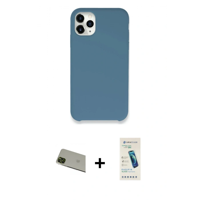 MARSİLYAN™- iPhone 11 Pro Max Kılıf Zirve Modern Özel Seri - Şeffaf Pasifik Cam Ekran Koruyucu + Rainbow Kamera Lens Koruma Cam - YL