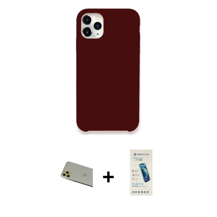 MARSİLYAN™- iPhone 11 Pro Max Kılıf Zirve Modern Özel Seri - Şeffaf Pasifik Cam Ekran Koruyucu + Rainbow Kamera Lens Koruma Cam - GD