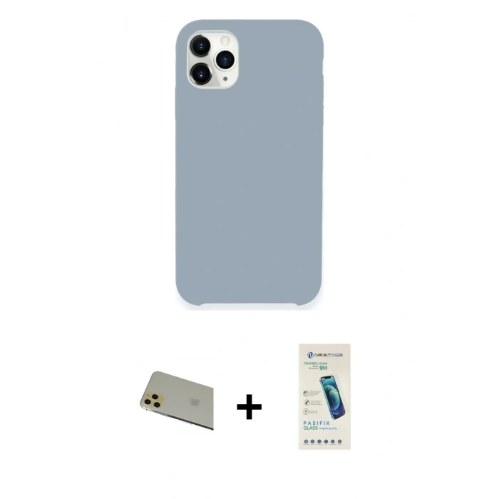 MARSİLYAN™- iPhone 11 Pro Max Kılıf Zirve Modern Özel Seri - Şeffaf Pasifik Cam Ekran Koruyucu + Rainbow Kamera Lens Koruma Cam - GD