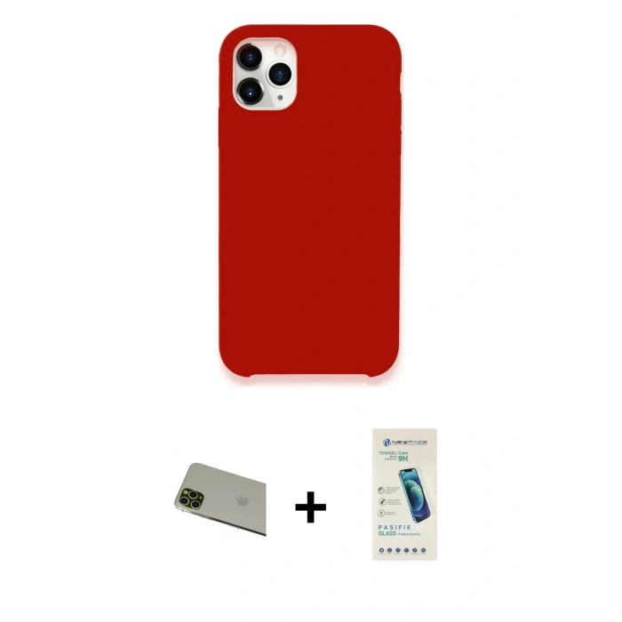 MARSİLYAN™- iPhone 11 Pro Max Kılıf Zirve Modern Özel Seri - Şeffaf Pasifik Cam Ekran Koruyucu + Rainbow Kamera Lens Koruma Cam - YL